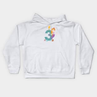 Cute little mermaid third birthday Kids Hoodie